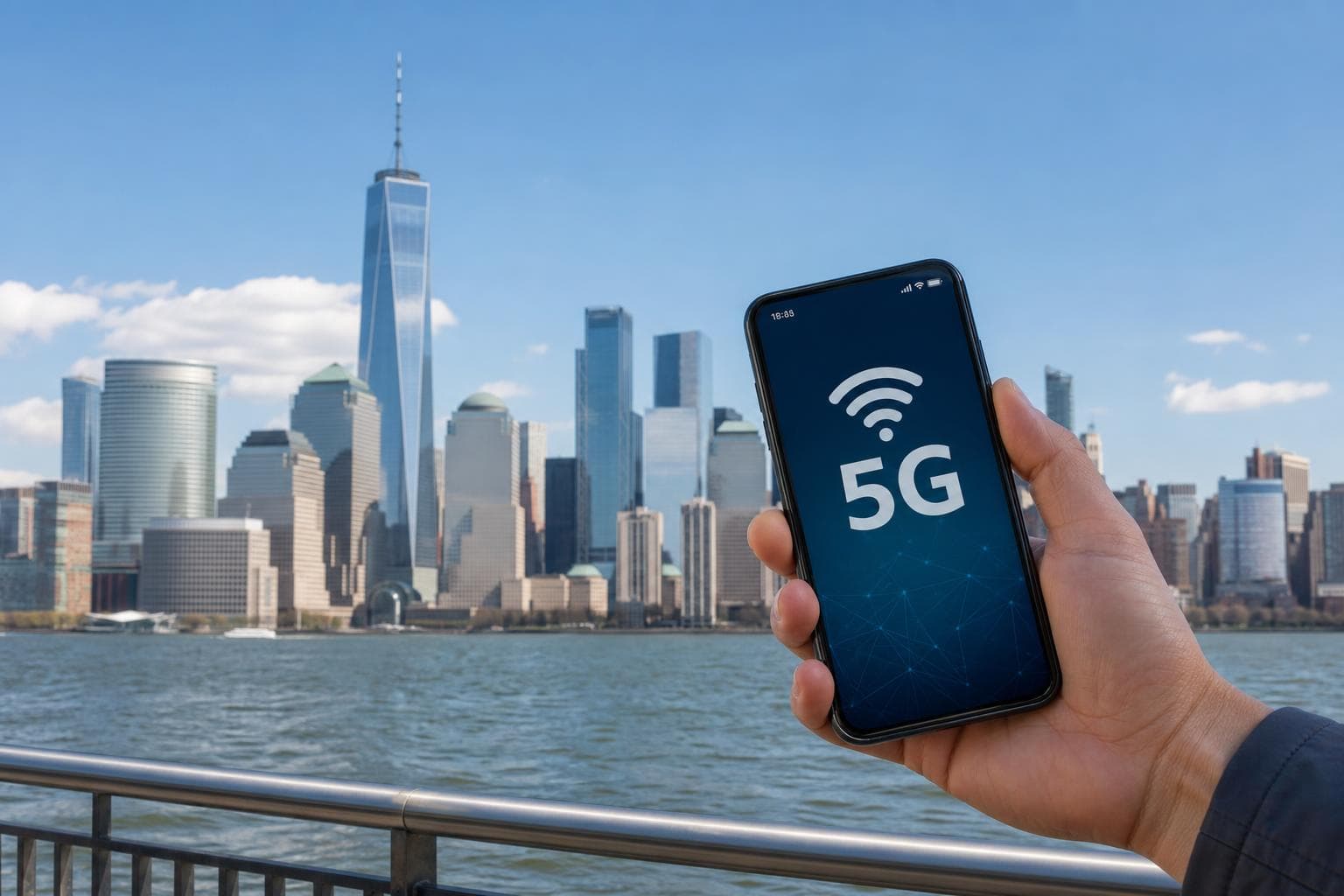 美國eSIM T-Mobile AT&T 網速實測 2026:紐約天際線搭配5G訊號